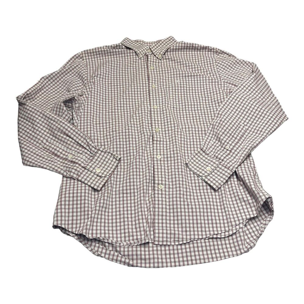 Dockers Shirt Men's Large White Red Plaid Cotton Stretch Long Sleeve Button-Down - Picture 1 of 8
